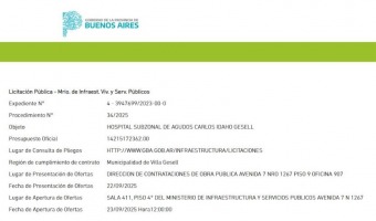 ABRI LA LICITACIN PARA EL HOSPITAL SUB ZONAL